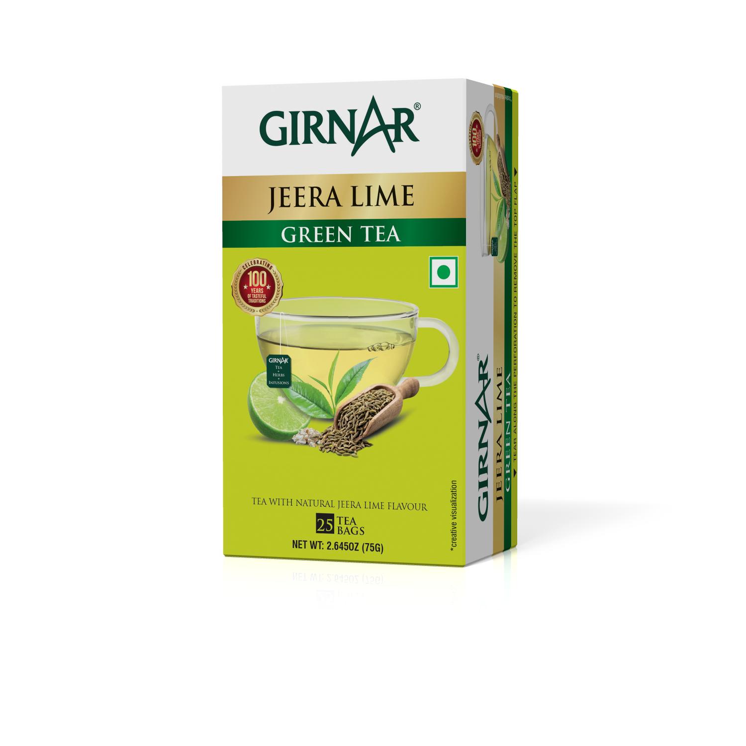 Green Tea Bags - Jeera Lime 25 Tea Bags