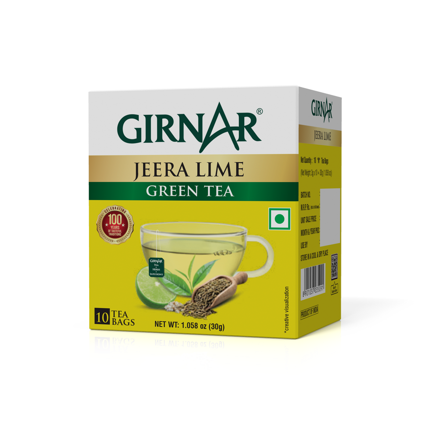 Green Tea Bags - Jeera Lime 10 Tea Bags