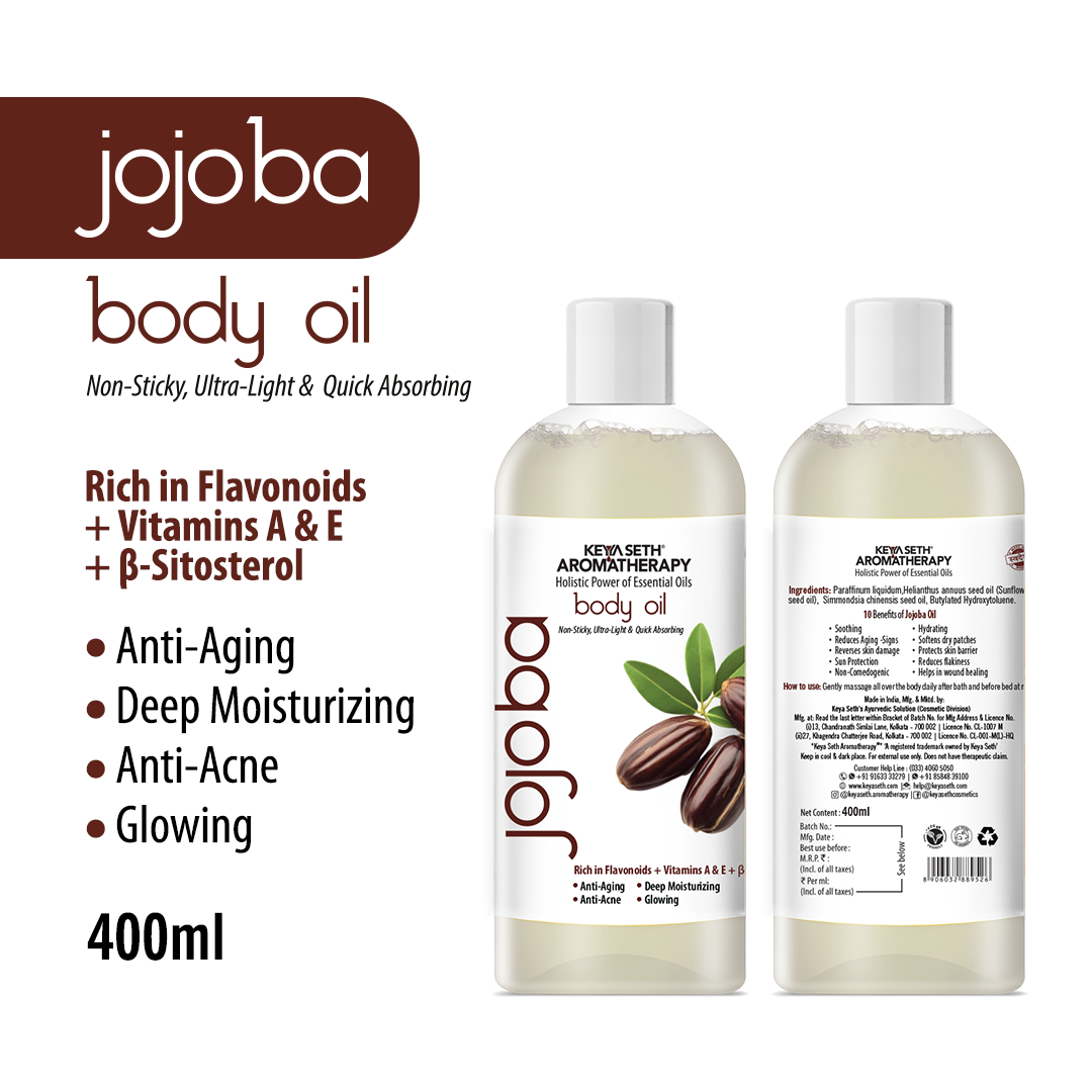 Jojoba Body Oil - Anti-Ageing, Anti-Acne, Deep Moisturizing For Glowing Skin; Non-Sticky, Quick-Absorbing 400ml