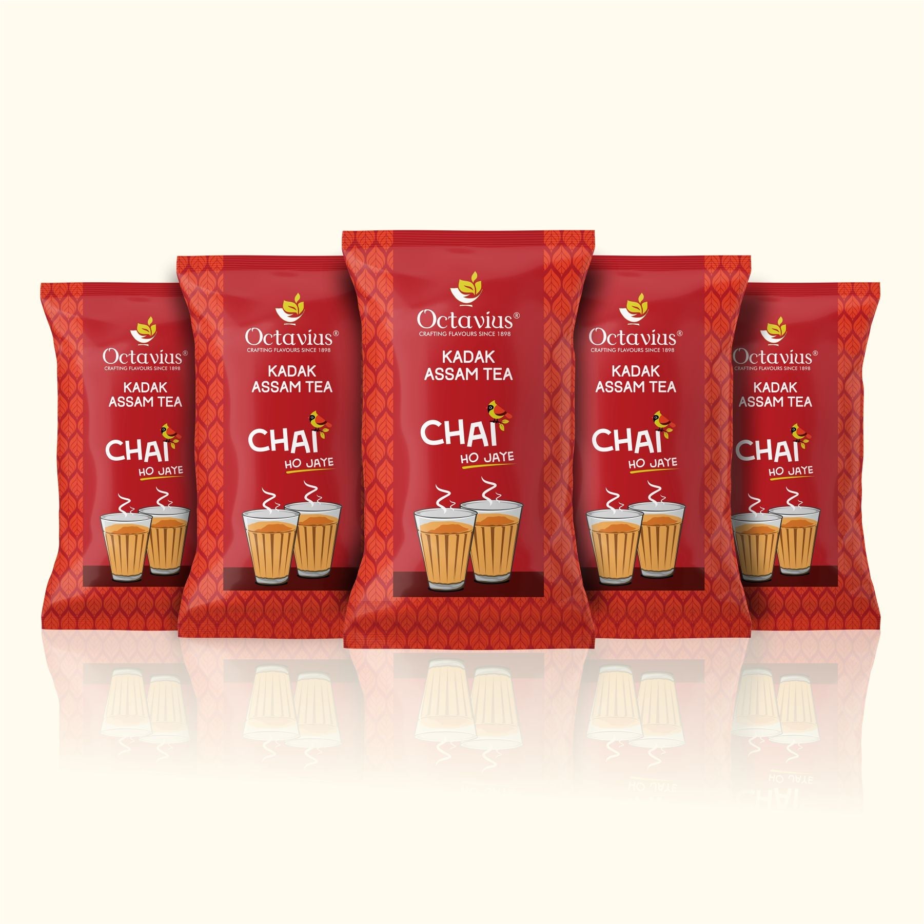 Octavius KADAK Assam CTC Chai (1Kg pack of 5) | Strong Kadak Regular Black Tea - 5 Kg 1kg
