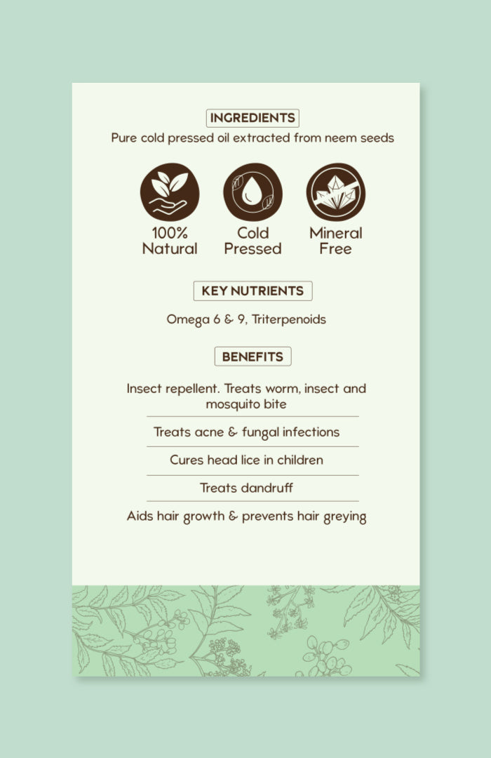 Pure Cold Pressed Neem Oil 200ml