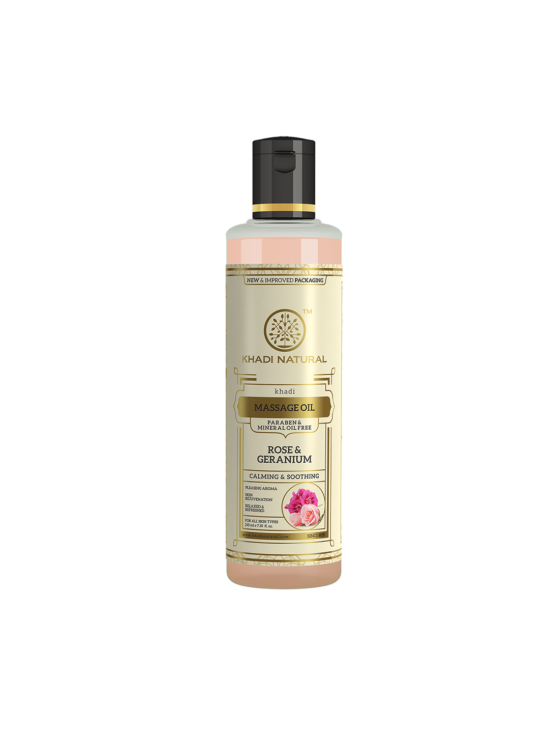 Rose & Geranium Massage Oil Soothes Mind & Body without Mineral Oil 210ml