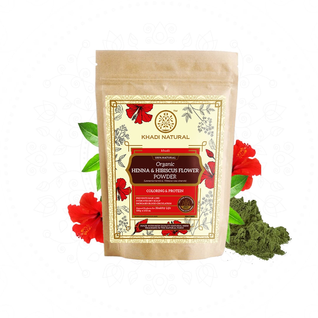 Organic Henna & Hibiscus Flower Hair Coloring Powder - 100% Natural 100gm