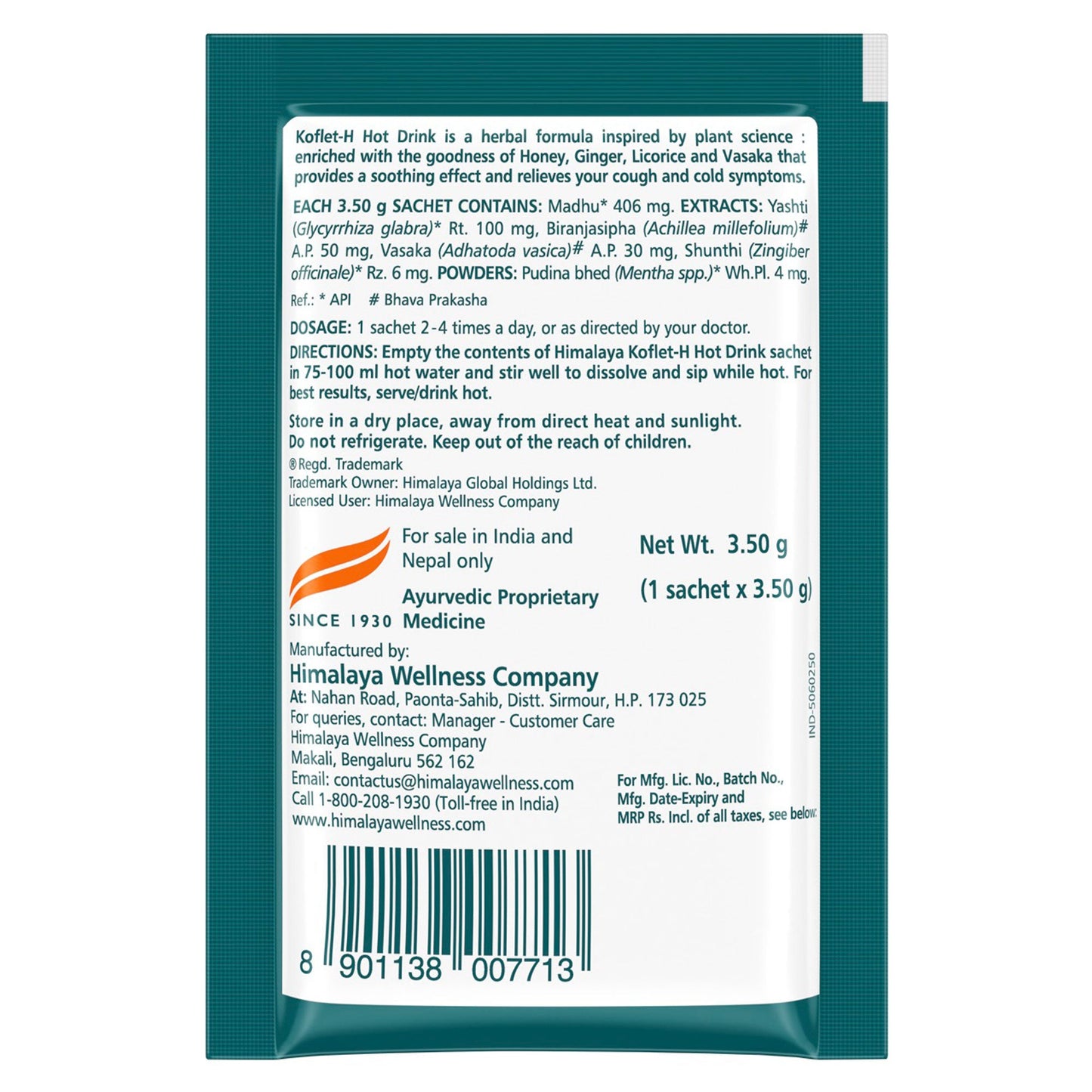 Himalaya Koflet-H Hot Drink (Ginger Flavor) - 10s