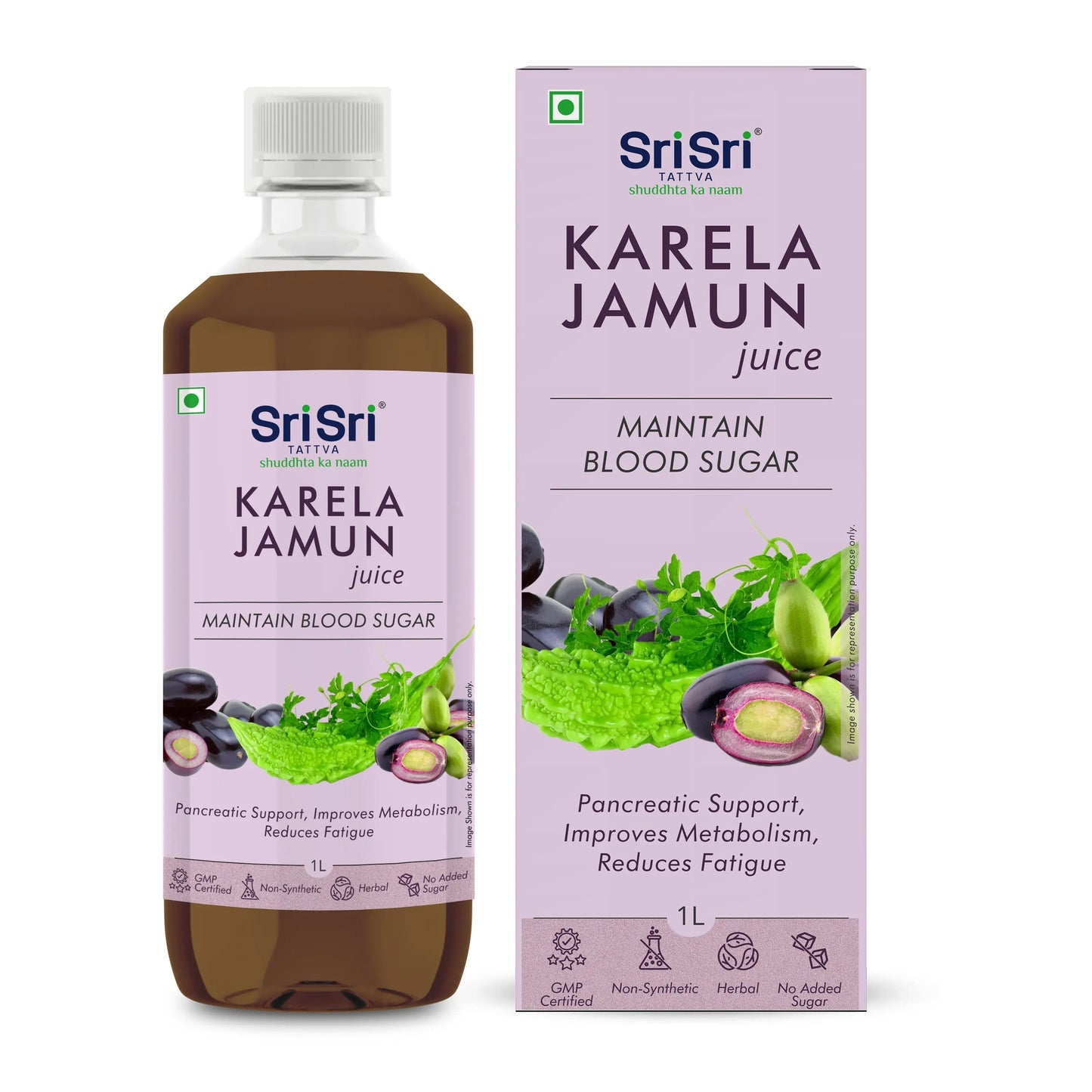 Karela Jamun Juice - Maintain Blood Sugar | Pancreatic Support, Improves Metabolism, Reduces Fatigue | 1 L 1L