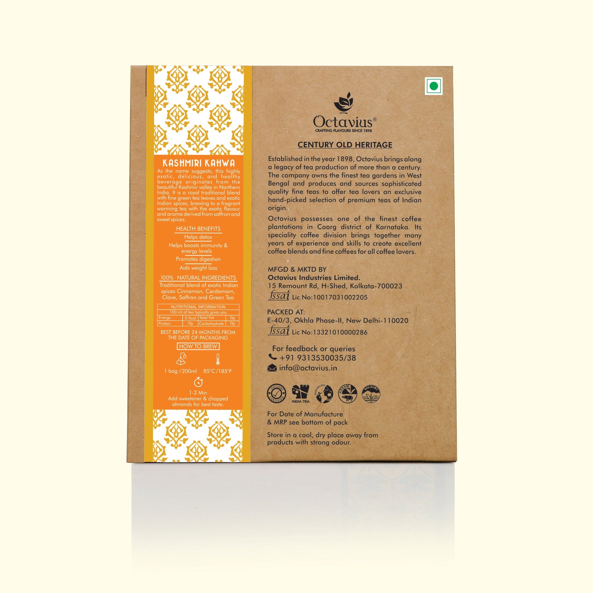 Kashmiri Kahwa - 40  Enveloped Pyramid Tea Bags 150g