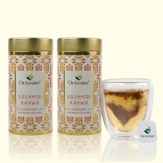 Kashmiri Kahwa Green Tea (20 Pyramid Tea Bags Each ) - Pack of 2 Pack of 2