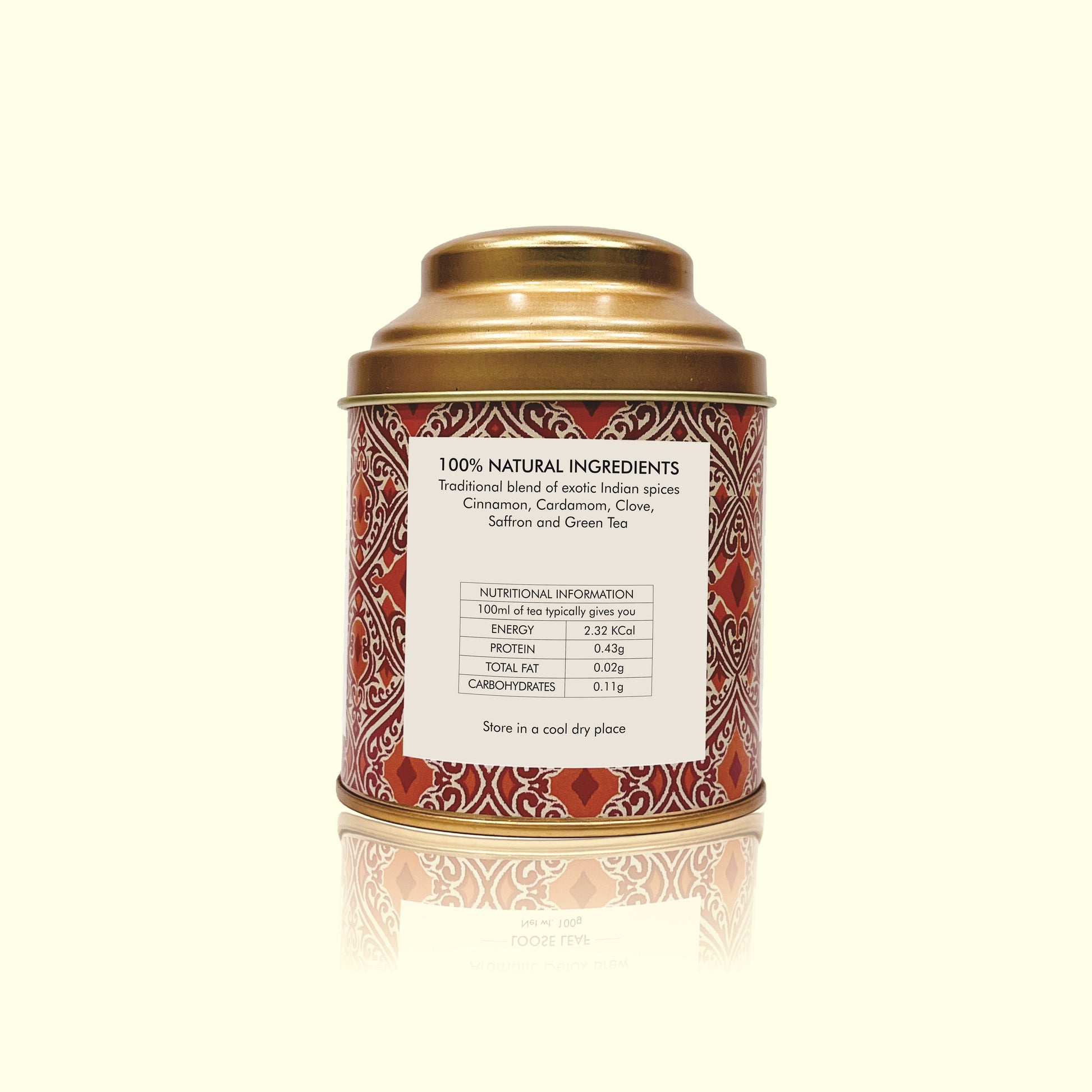 Kashmiri Kahwa Green Tea Loose Leaf in Tin Caddy  - 100 Gms 100g