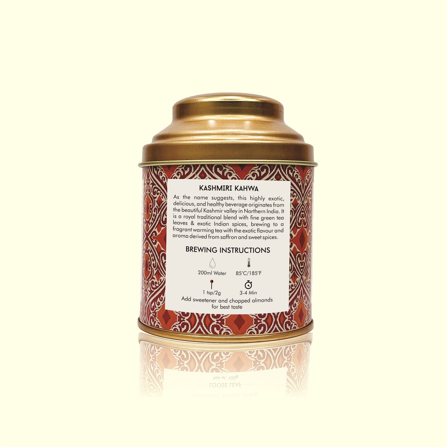 Kashmiri Kahwa Green Tea Loose Leaf in Tin Caddy  - 100 Gms 100g