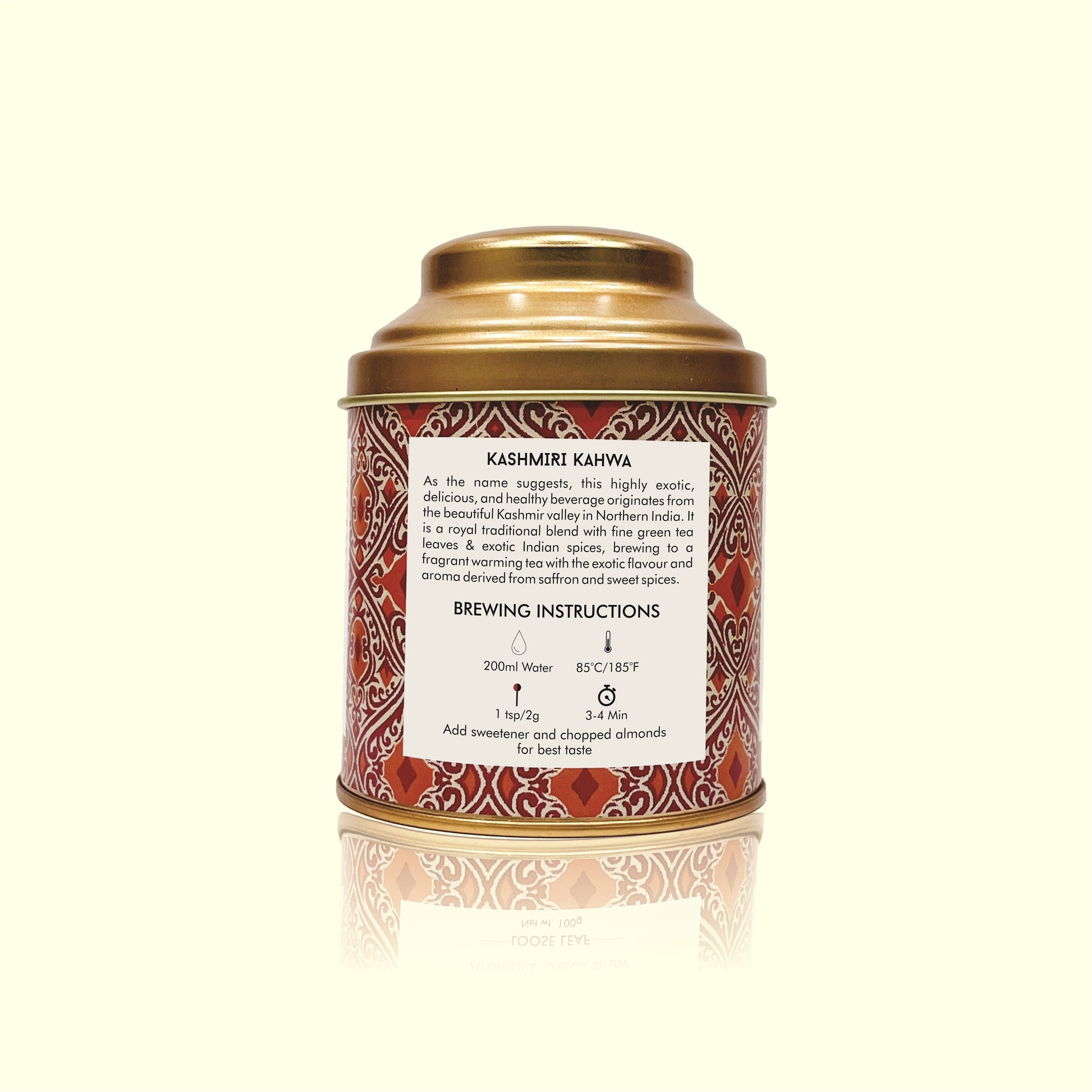 Kashmiri Kahwa Green Tea Loose Leaf in Tin Caddy  - 100 Gms 100g