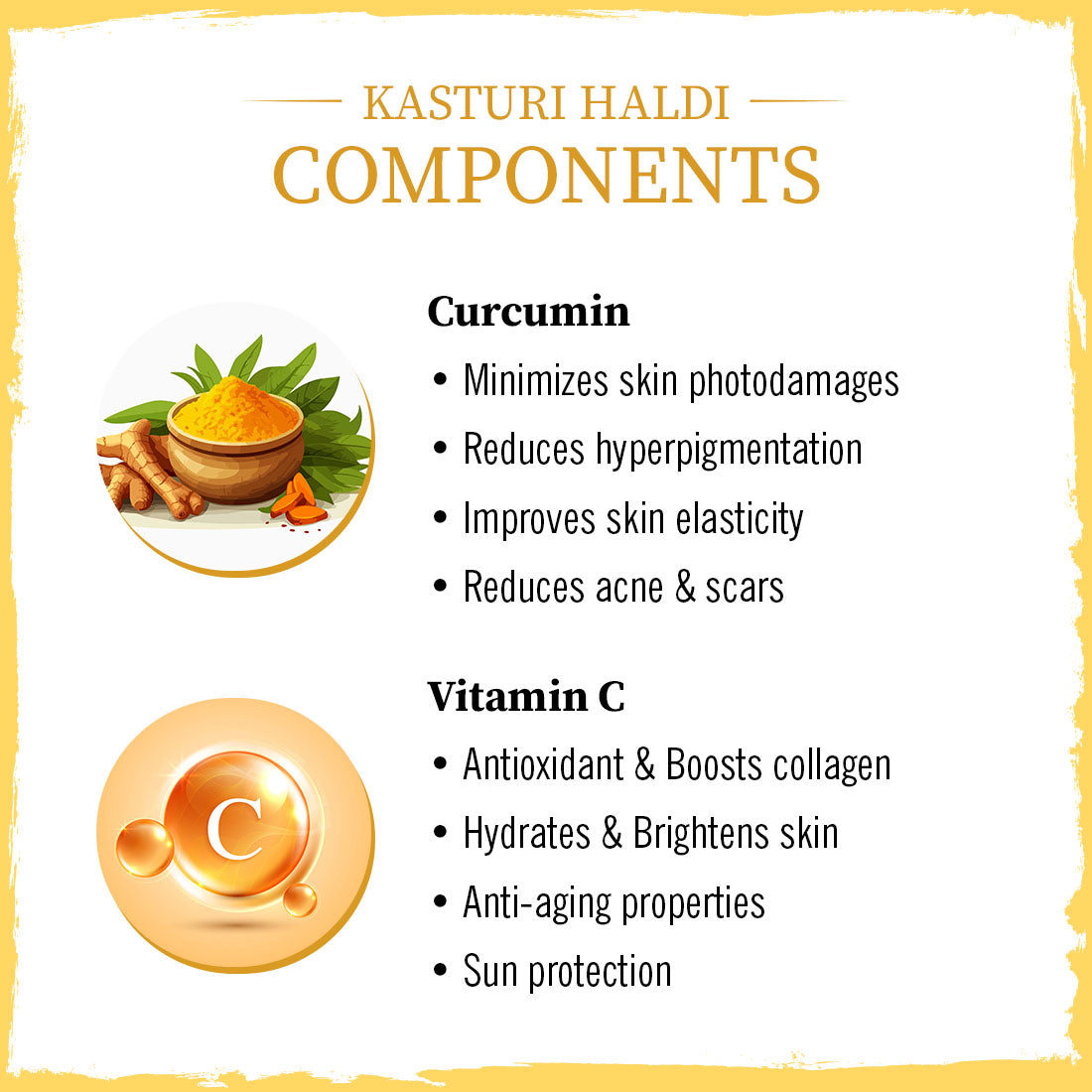 Kasturi Haldi Powder Face Pack with Curcumin & Vitamin C for Soothing, Healing, Skin Purification, Anti-Aging, Acne Reduction & Glowing Skin 75g