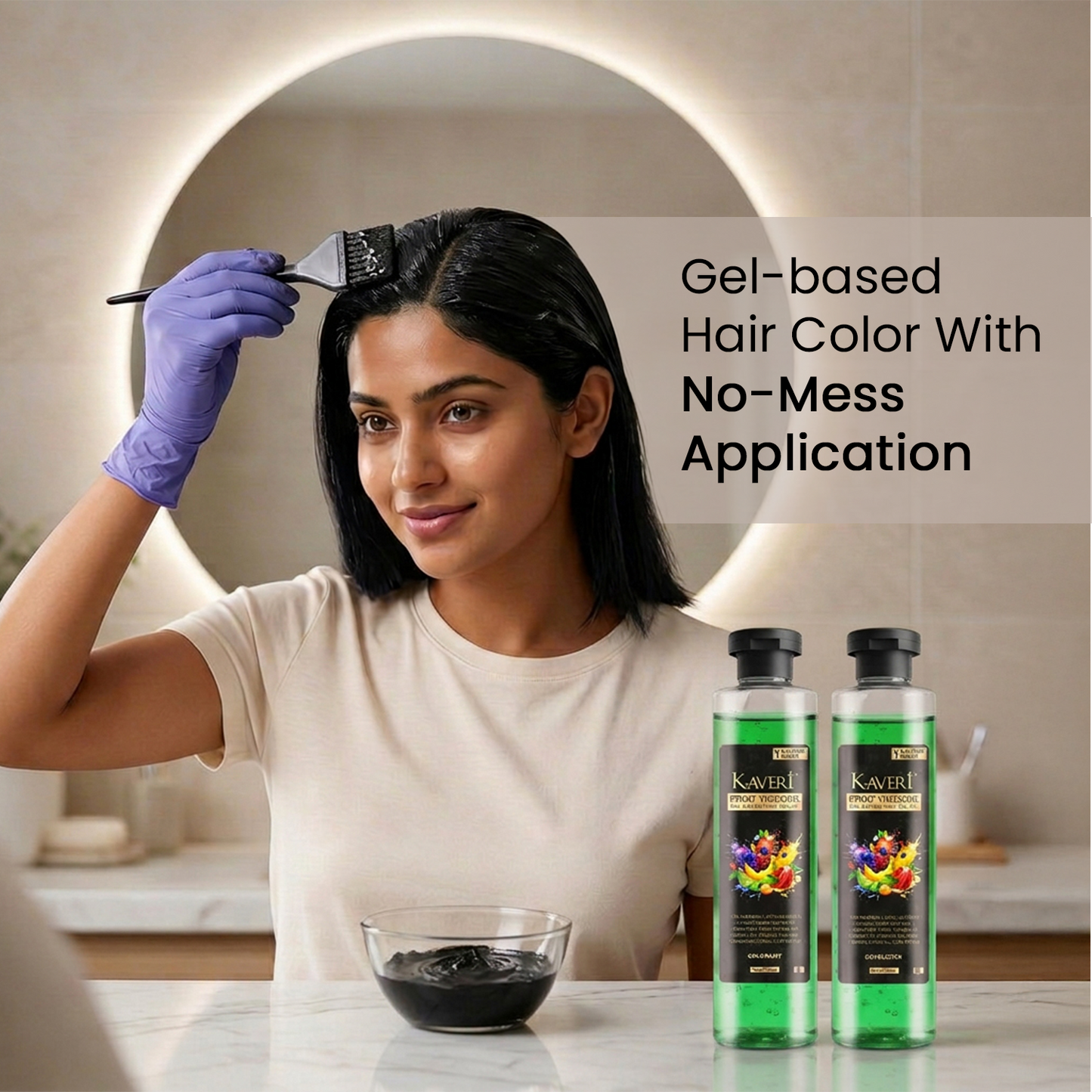 Kaveri Fruit Vinegar Gel Hair Color Natural Black 450ml x 2