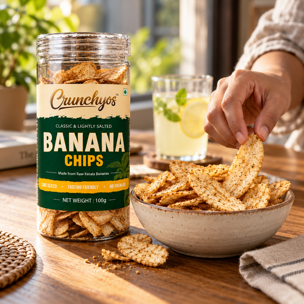 【Crunchyos】 Black Pepper Banana Chips｜ブラックペッパー バナナチップス（ケララ風）｜100g
