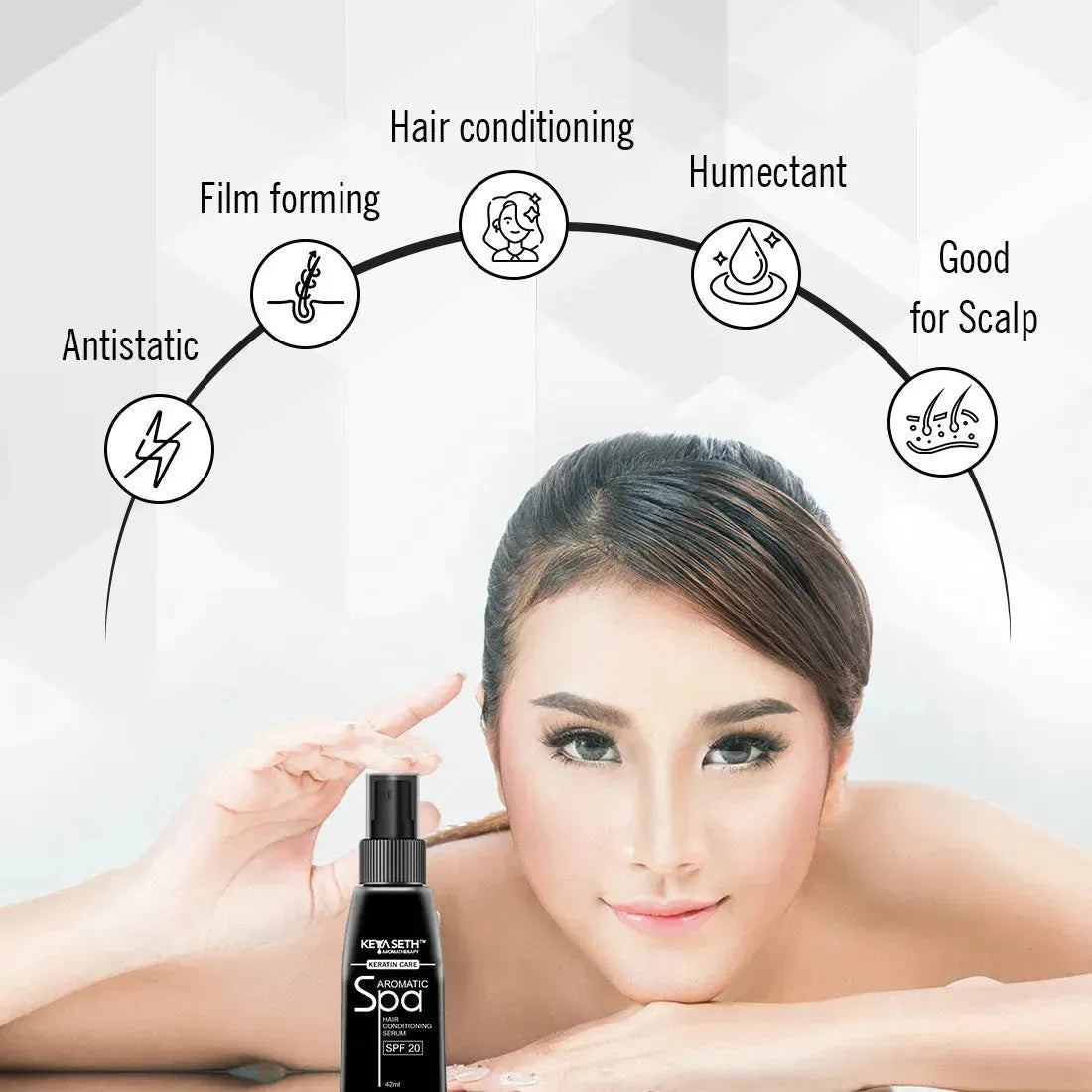 Keratin Care Hair Conditioning Serum SPF 20 After Straightening & Smoothening for Flexible Strong & Manageable Hair with Essential Oil for Men & Women 42ml x 3