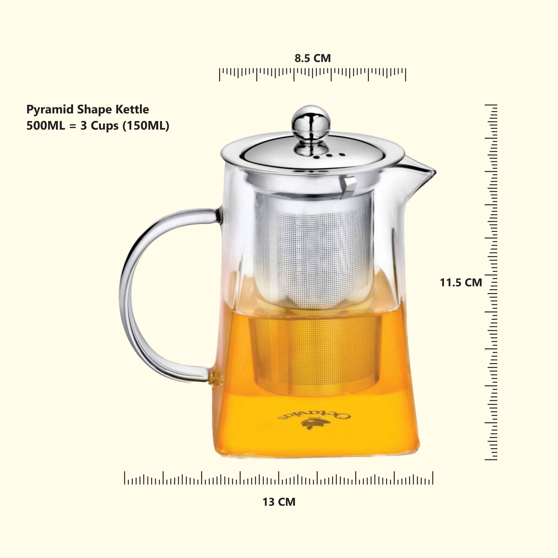 Pyramid Shape Borosilicate Glass Teapot in Sheesham Wood Box 500ml