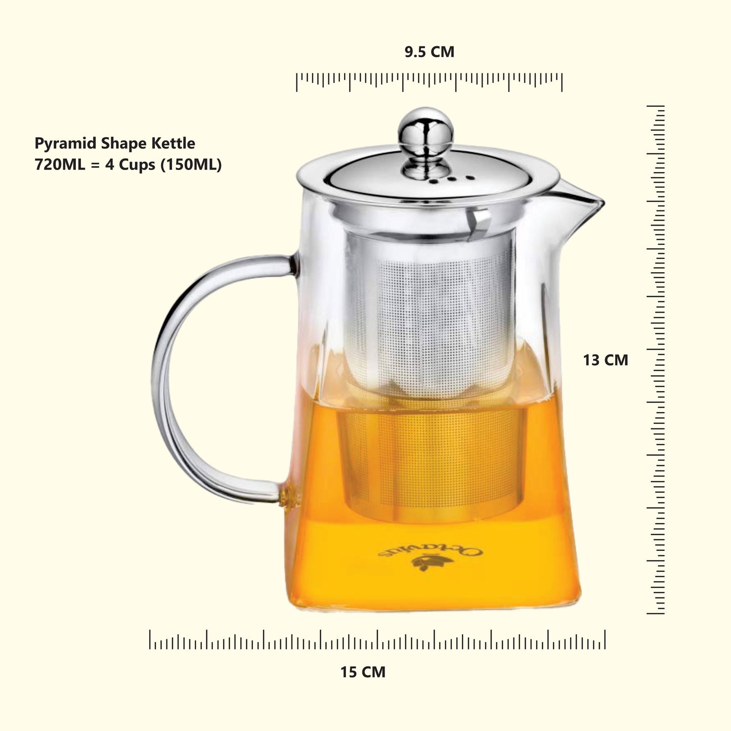 Pyramid Shape Borosilicate Glass Teapot in Sheesham Wood Box 500ml