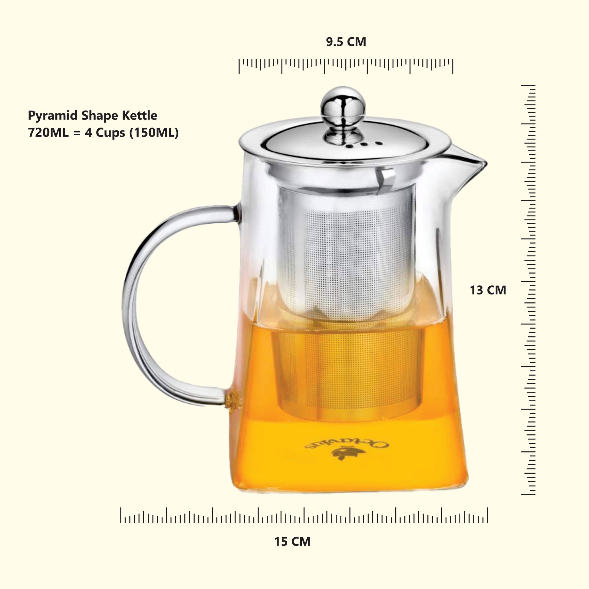 Pyramid Shape Borosilicate Glass Teapot in Sheesham Wood Box 500ml
