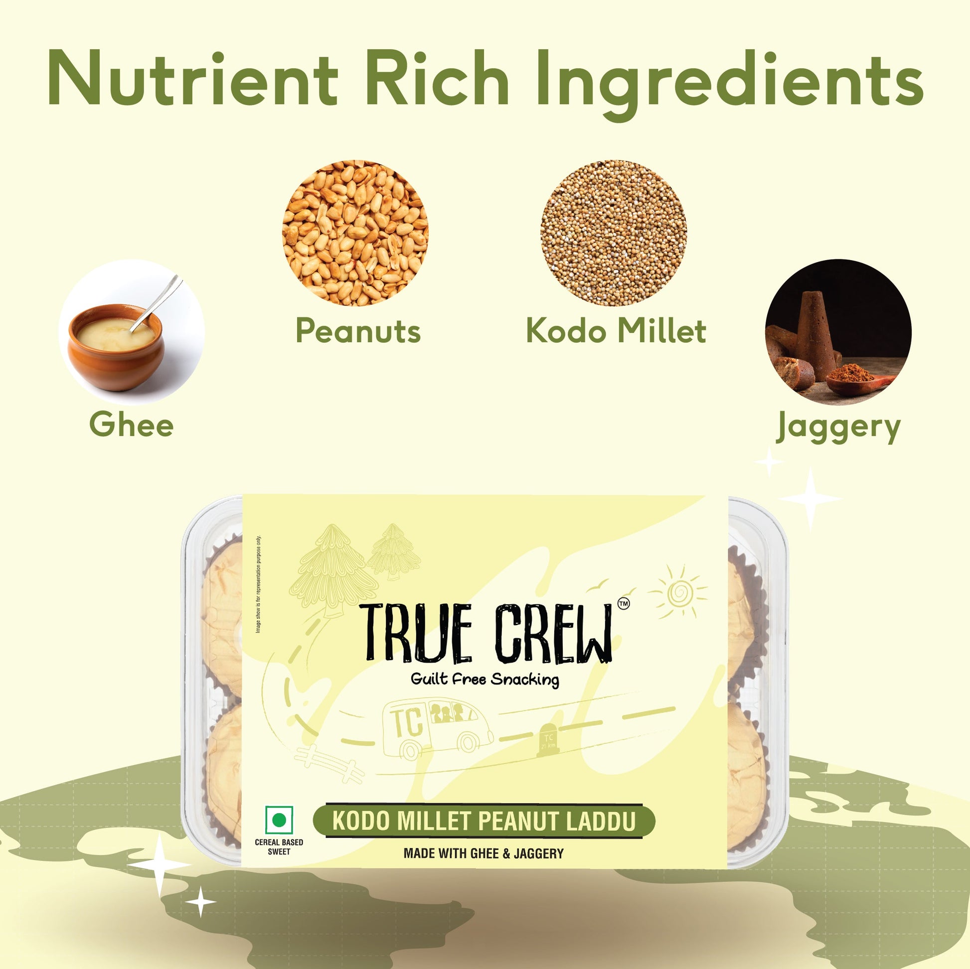 TRUE CREW - Kodo Millet Peanut Laddu, 180 g 180g