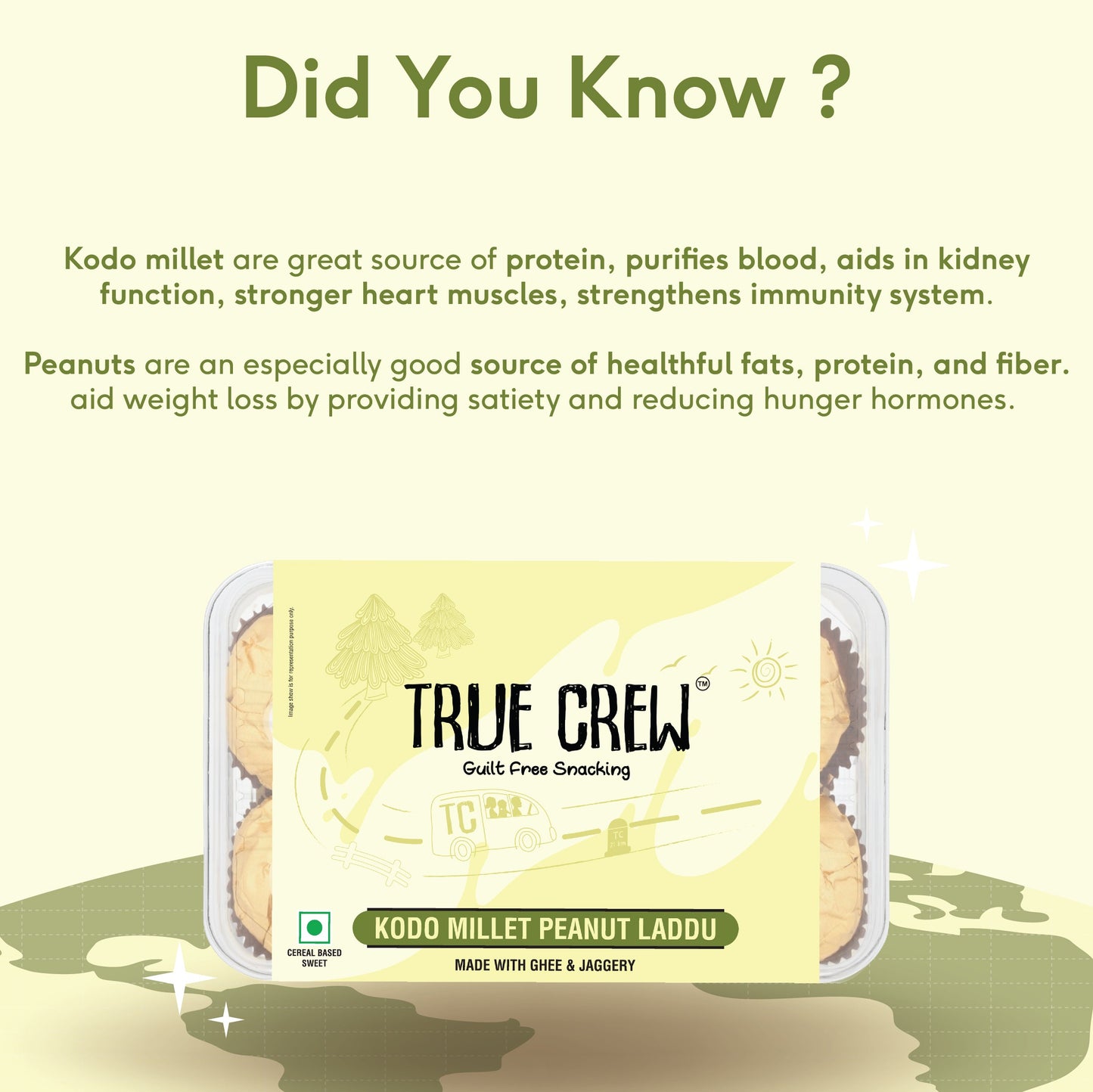 TRUE CREW - Kodo Millet Peanut Laddu, 180 g 180g