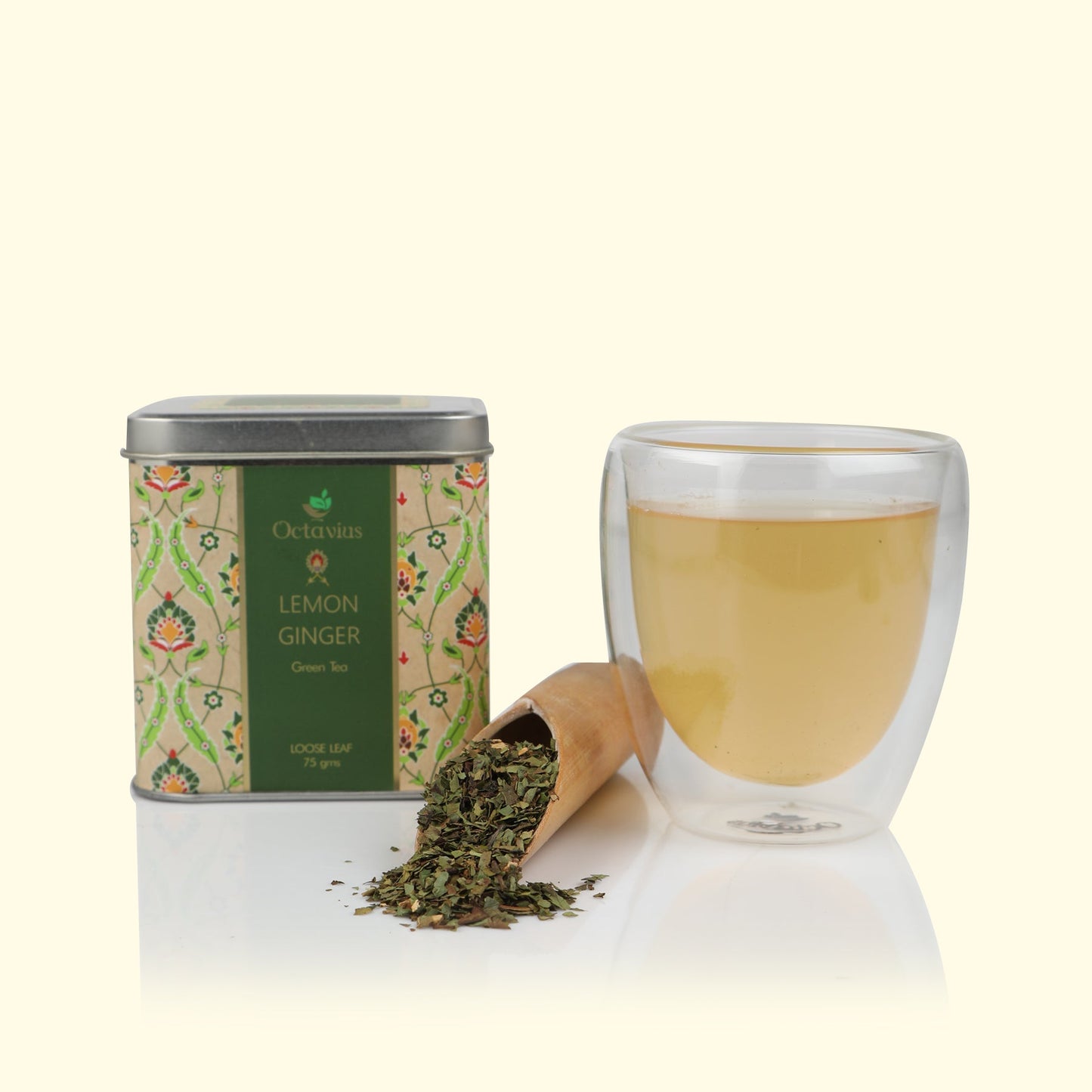 Ginger Lemon Green Tea Loose Leaf- 75 gms Square Tin 75g