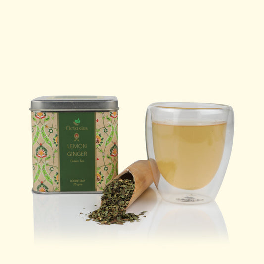 Ginger Lemon Green Tea Loose Leaf- 75 gms Square Tin 75g