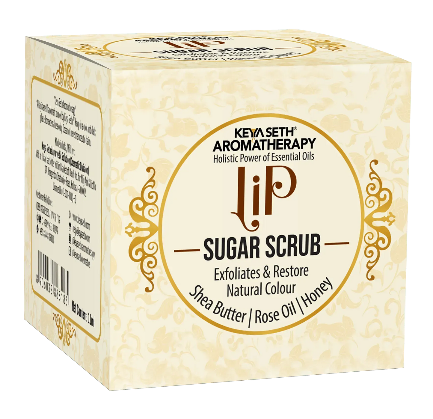 Lip Sugar Scrub with Shea Butter, Rose oil & Honey Gentle Exfoliation Hydration for Dark & Chapped Lips & Restore Natural colour for Men & Women 11ml 11ml