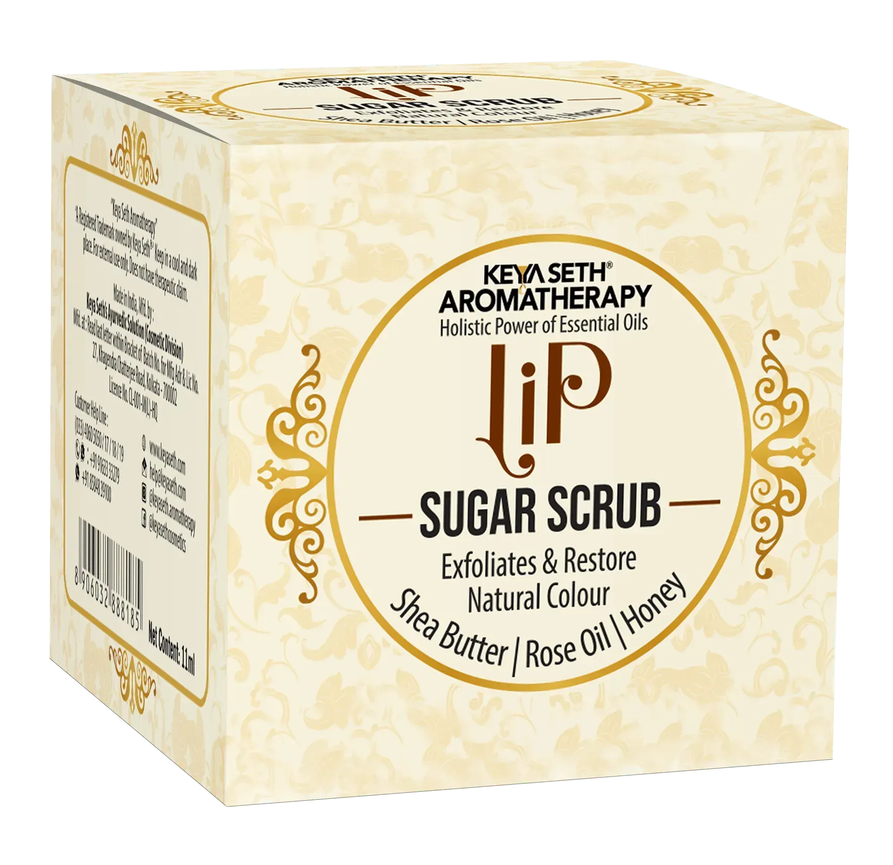 Lip Sugar Scrub with Shea Butter, Rose oil & Honey Gentle Exfoliation Hydration for Dark & Chapped Lips & Restore Natural colour for Men & Women 11ml 11ml