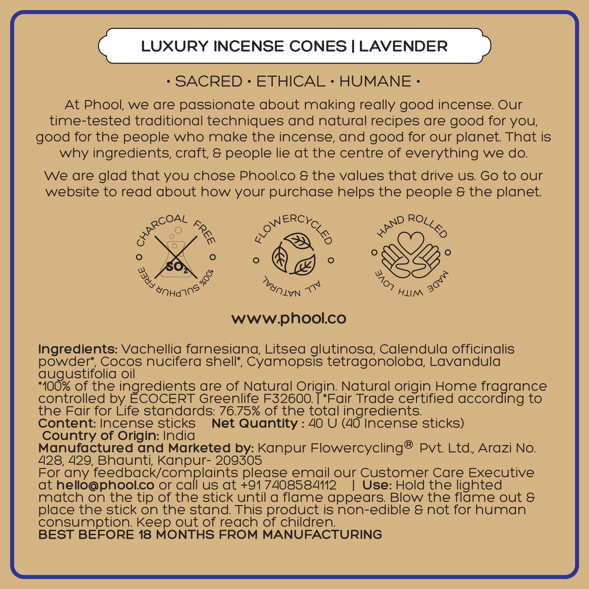 Natural Incense Cones - Lavender