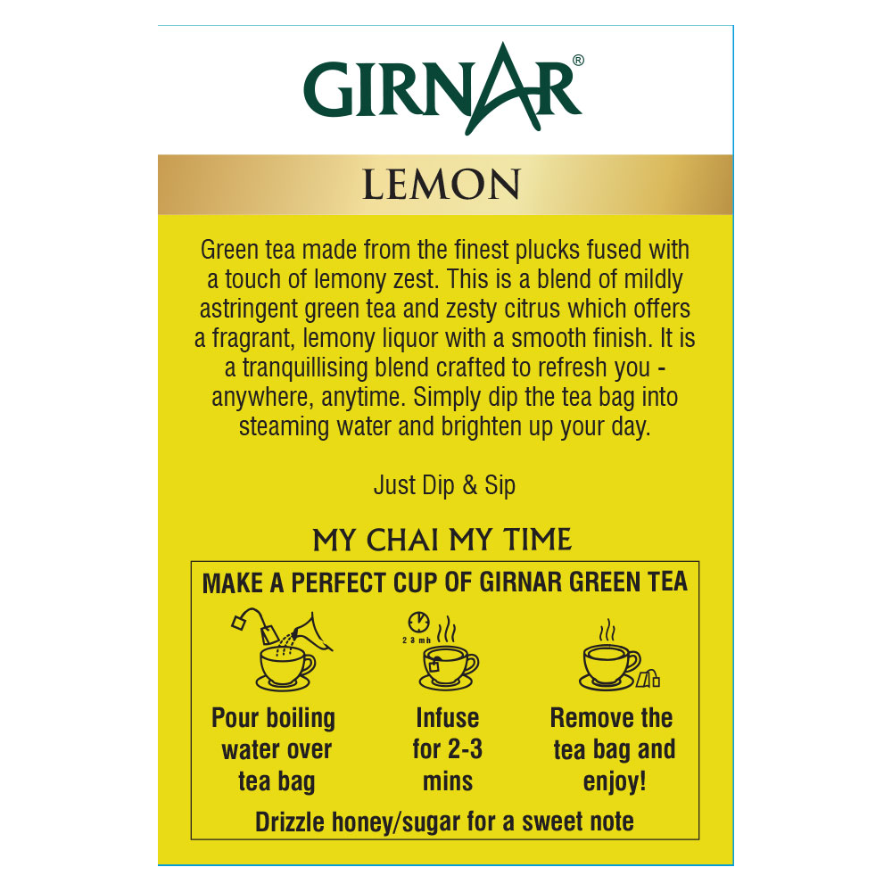 Green Tea Bags - Lemon 10 Tea Bags