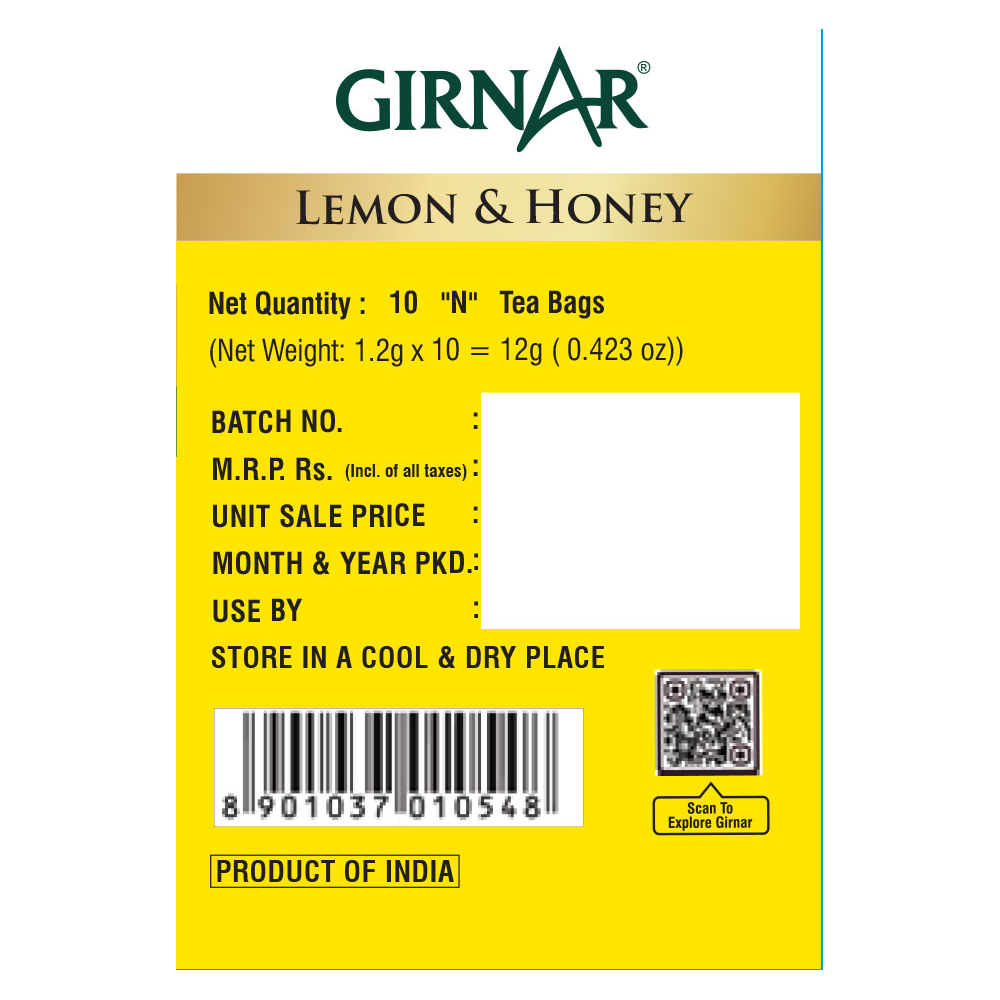 Green Tea Bags - Lemon & Honey 25 Tea Bags