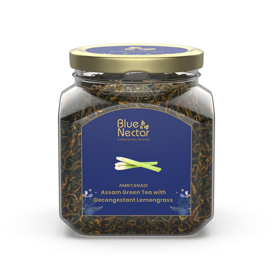 Decongestant Lemongrass Green Tea | Air-Tight Glass Jar with Free Tea Infuser (50 g + 15 g Free | 33 cups) 50g