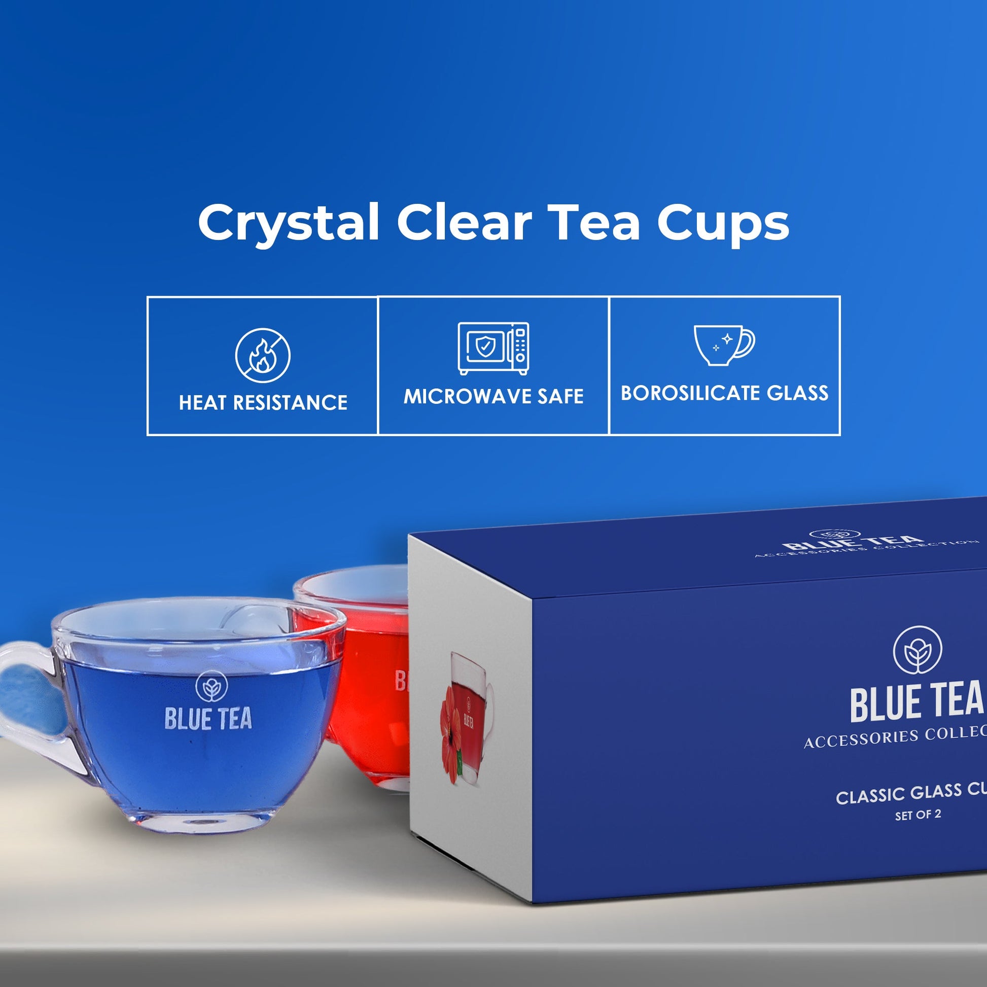 Glass Crystal Tea Cups - Pack of 2 Pack of 2