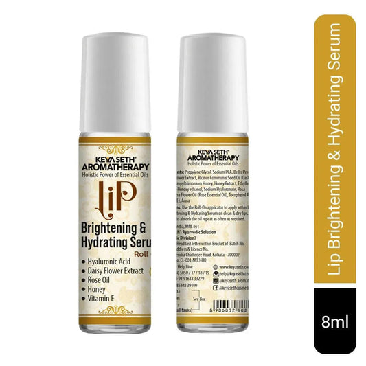 Lip Brightening & Hydrating Serum with Roll-On with Hyaluronic Acid, Rose Oil, Reduces Dark Patches, Pigmentation & Restore Natural Color for All 8ml 8ml