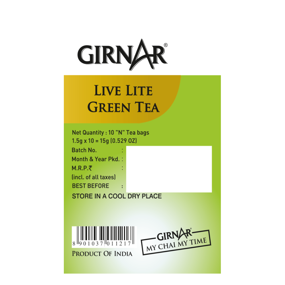 Green Tea Bags - Live Lite 10 Tea Bags