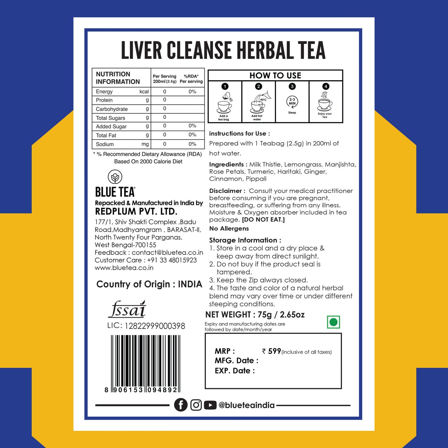 Liver Cleanse Tea- 30 Tea Bags | Herbal Tea 30 Tea Bags