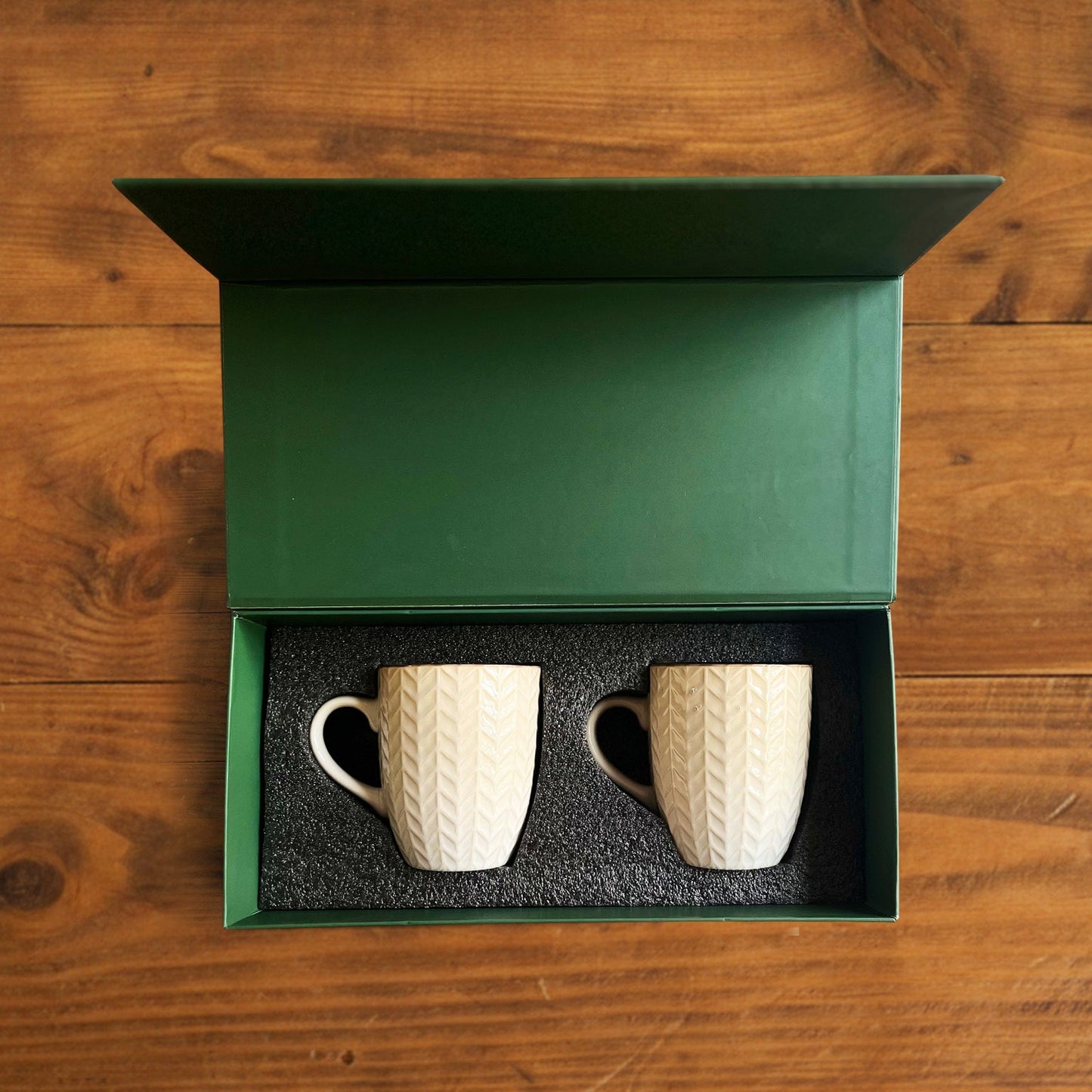Luxe Weave Coffee Mug – Ivory Elegance (Set of 2) – 300 ml 300ml