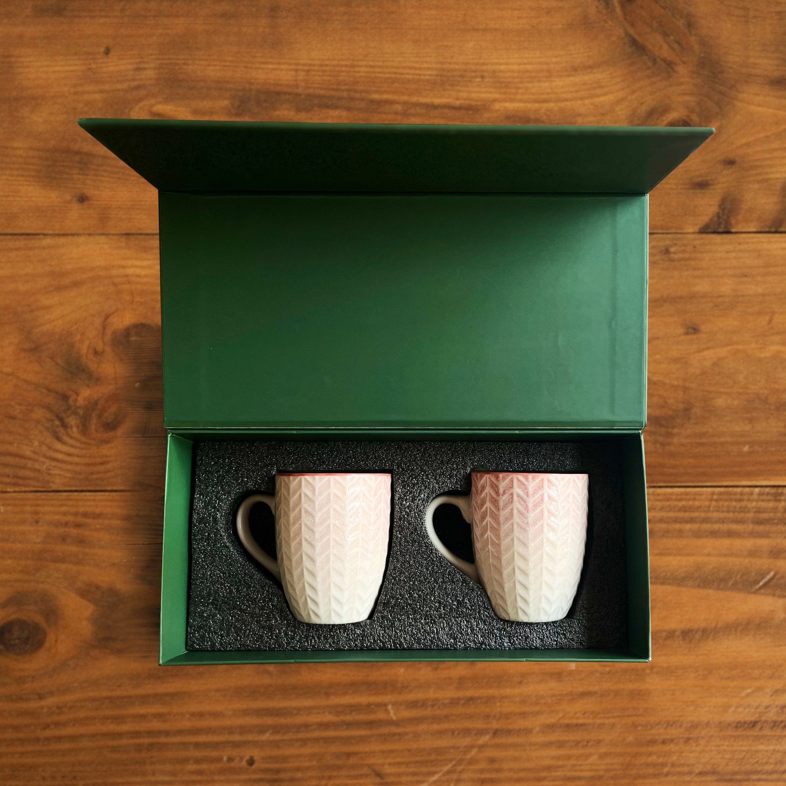 Luxe Weave Coffee Mug – Sunset Coral (Set of 2) – 300 ml 300ml
