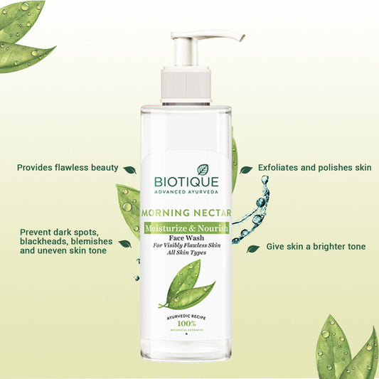 【Biotique】 MORNING NECTAR Moisturize & Nourish Face Wash｜モーニングネクター Moisturize Nourish 洗顔料｜200ML