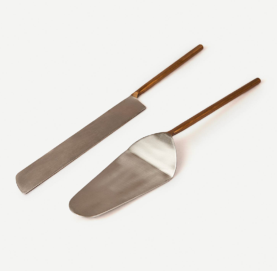 NERVIO KNIFE & SERVER ケーキナイフ - 長さ: 30.8、幅: 2.7、高さ: 0.8、サーバー - 長さ: 29.5、幅: 6.3、高さ: