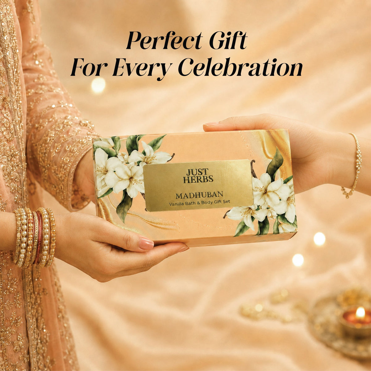 【Just Herbs】Madhuban Vanilla Bath & Body Gift Set｜マドゥバン バニラ バス＆ボディ ギフトセット（3 点）