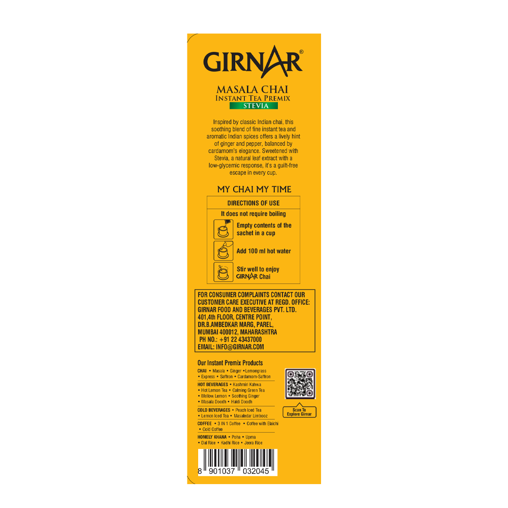 Instant Masala Chai Premix With Stevia 10 Sachets