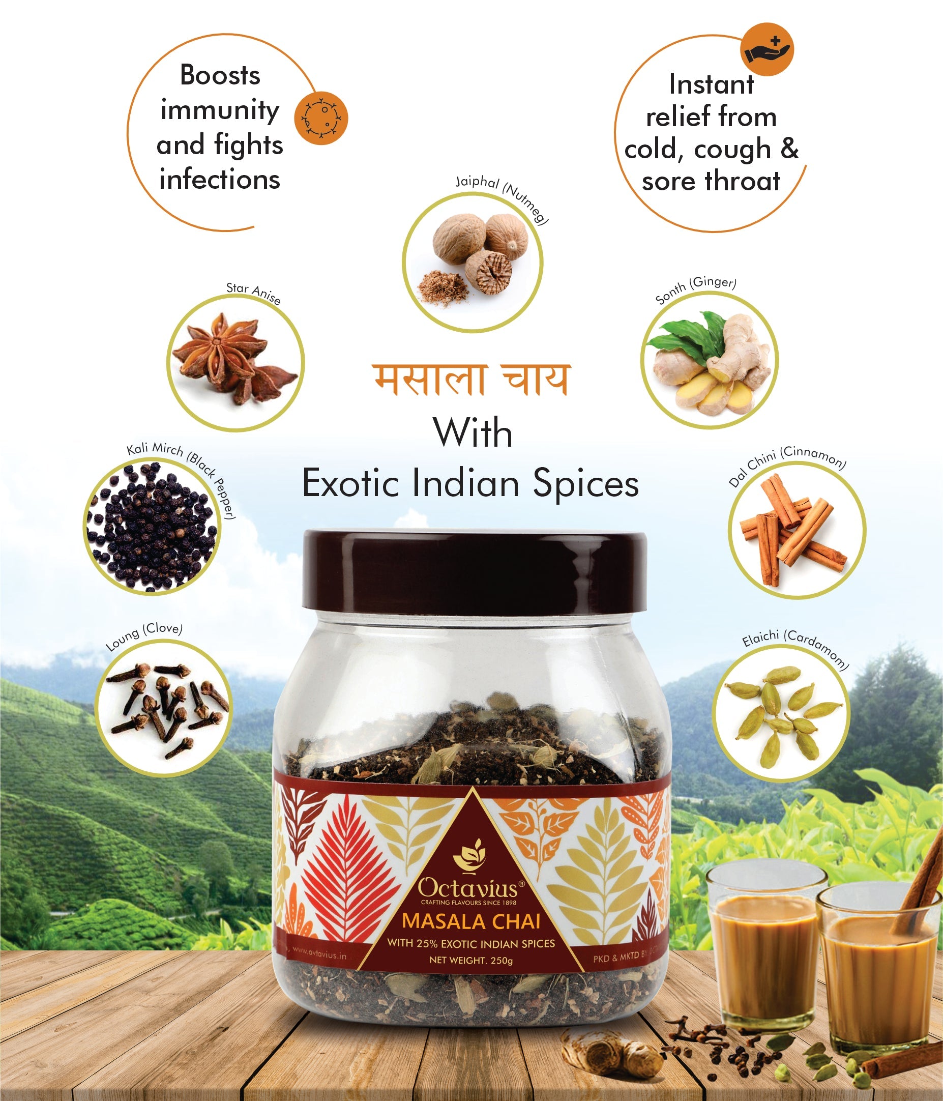 CTC Masala Chai Loose leaf - 250 Gms Jar ( PACK OF 2 ) 250g