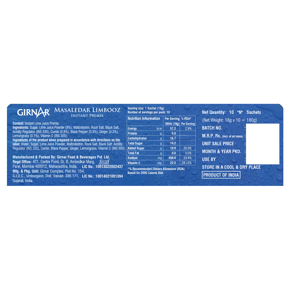 Instant Premix Masaledar Limbooz 10 Sachets