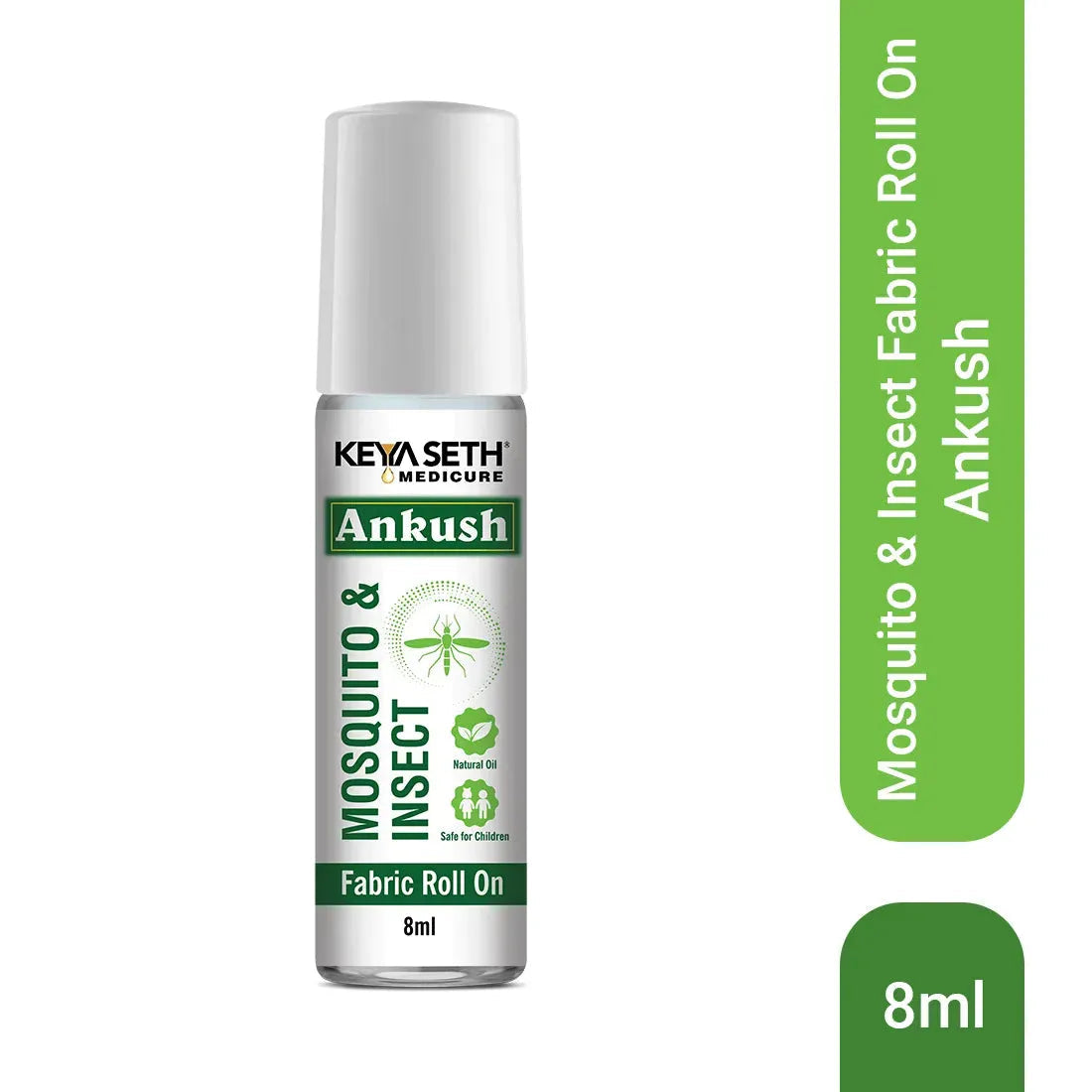 Ankush Mosquito & Insect Fabric Roll On with Citronella, Lemongrass & Eucalyptus Oil Non-Toxic & No DEET Formula - Safe for Baby 8ml