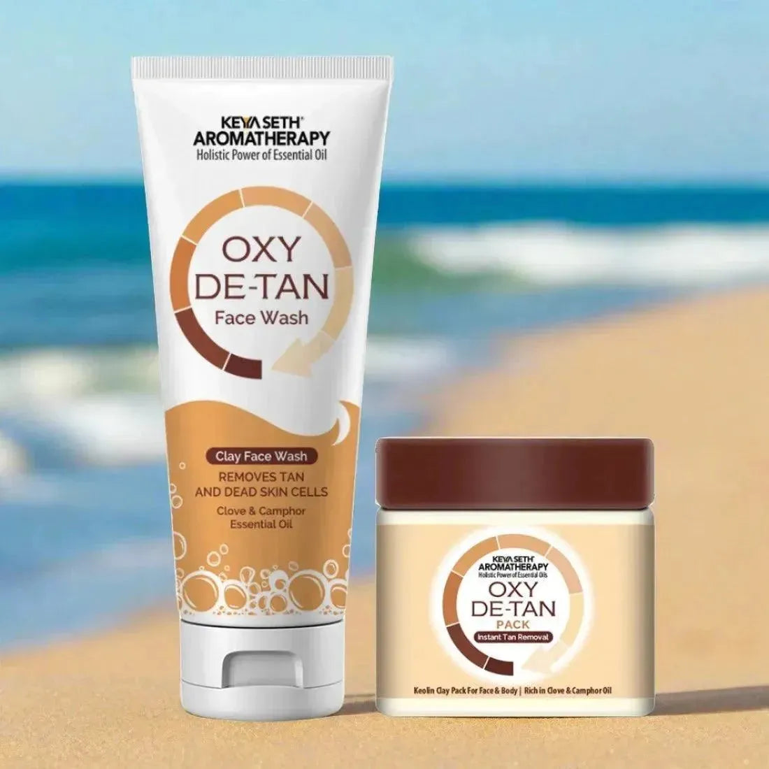 Oxy De Tan Clay Foaming Facewash & Face Pack Combo Infused with Clove & Camphor Oil, Removes Tan & Dead Skin Cells SLS & Paraben Free No Ammonia & Bleach 150ml