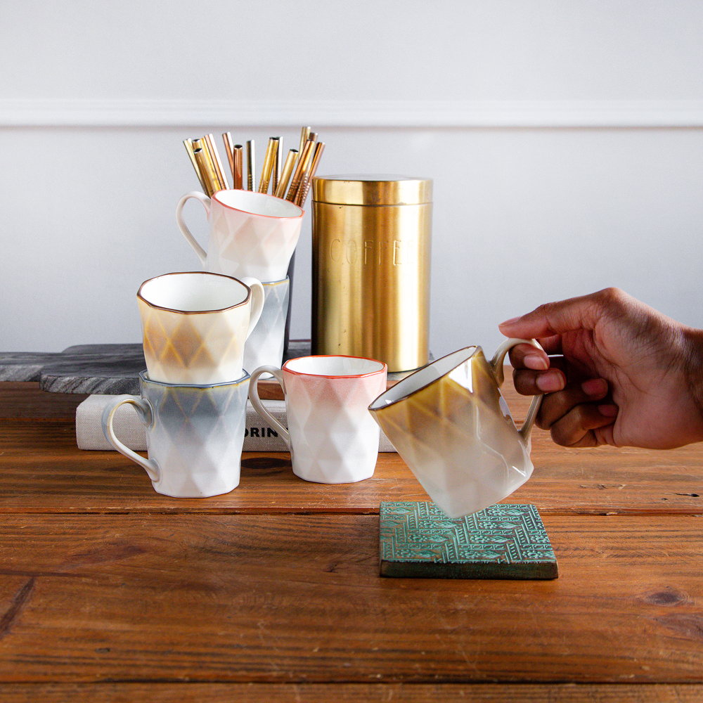 Facet Glow Teacup Set (6 pcs) – 180 ml each 6pcs