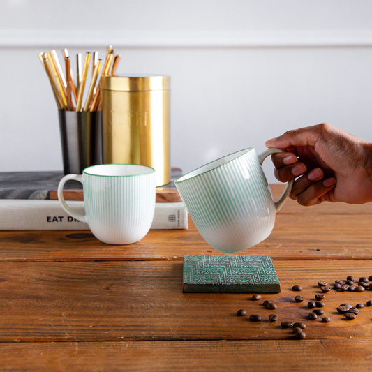 Aura Lines Mint Glow Coffee Mug (Set of 2) – 350 ml 350ml