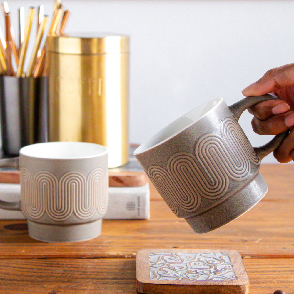 Waveform Collection – Mocha Flow Brown Coffee Mug (Set of 2) – 380 ml 380ml