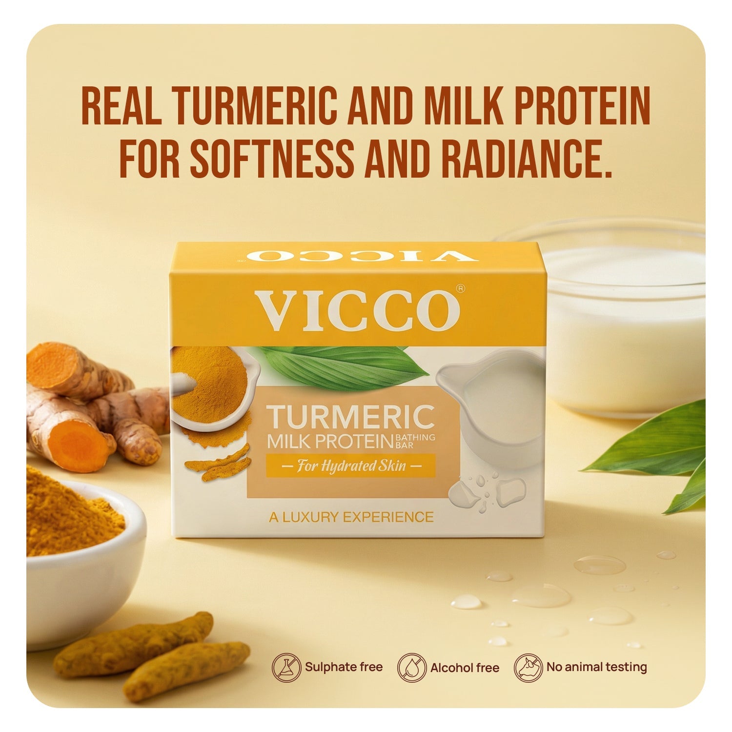 【Vicco】 Turmeric Milk Protein Bathing Bar｜ターメリック ミルクプロテイン バスソープ｜100g