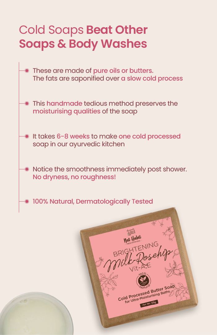 Cold Processed Brightening Milk-Rosehip Vit A,E Soap 125g × 1